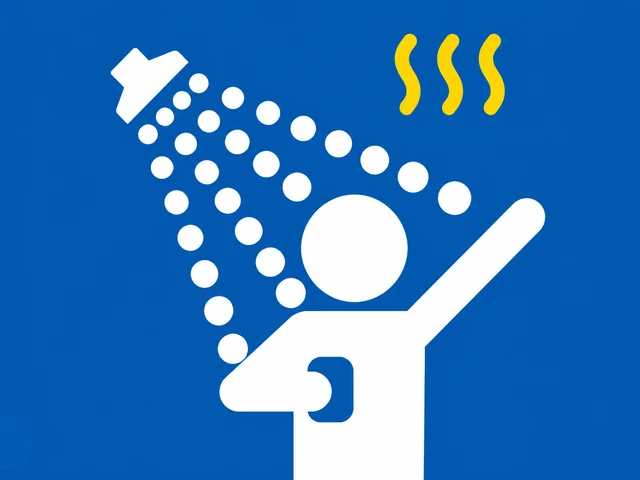 a person under a running shower